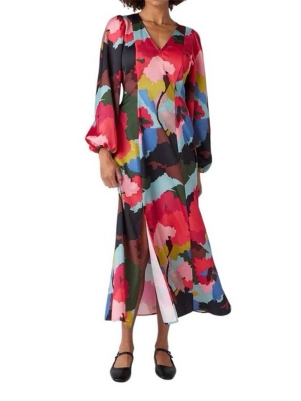 CROSBY by Mollie Burch Bold Floral V-Neck Maxi Dress in Red, Pink, Blue & Green